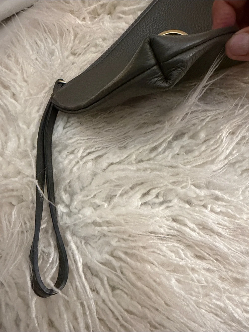 Versace Collection Dark Gray Leather Wristlet Clutch with Gold Medallion